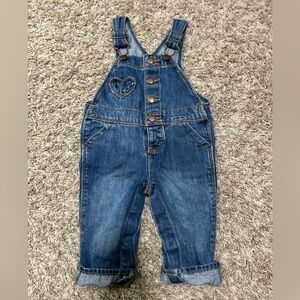 OshKosh B'gosh Blue Denim Overalls with Heart Patch